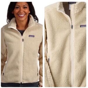 Patagonia Beige Retro-D Synchilla Fleece Sherpa Deep Pile Beige Jacket Zip Up M